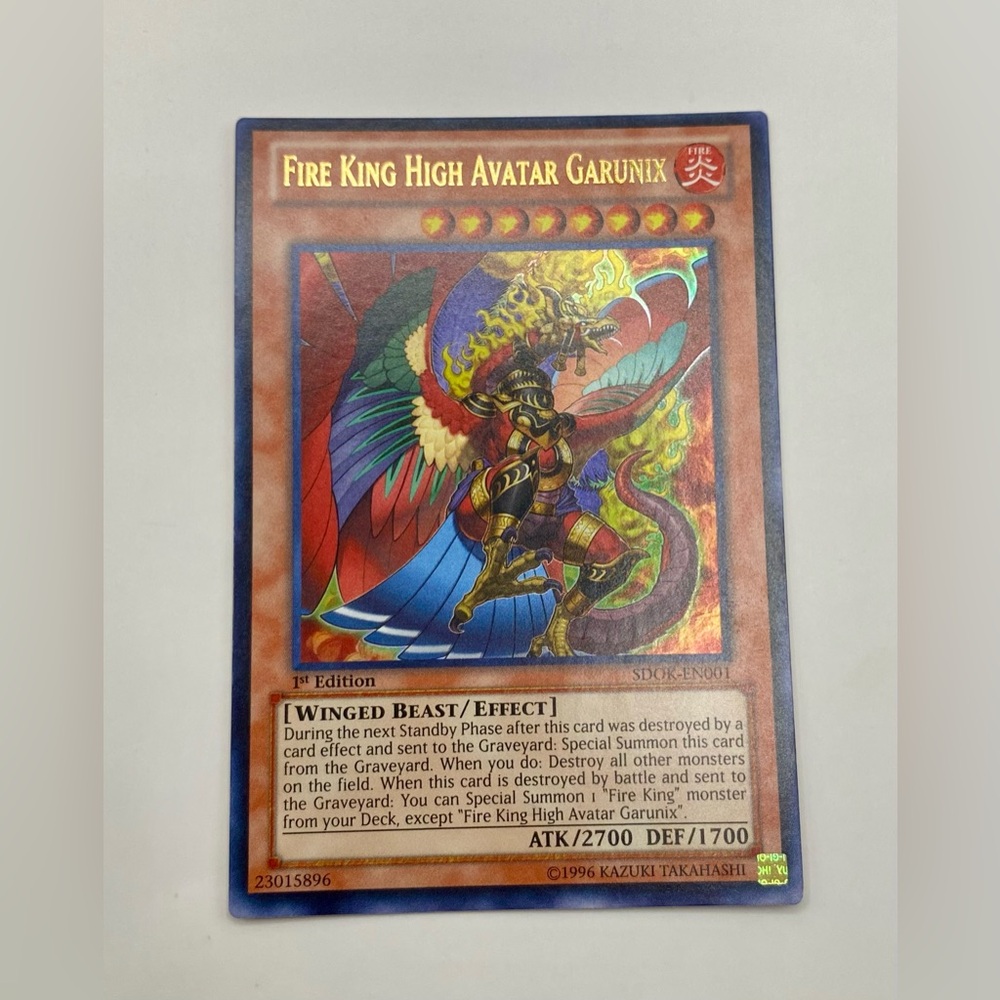 YU-GI-OH! Fire King High Avatar Garunix Card; 1stEdition; SDOK-EN001; Ultra Rare